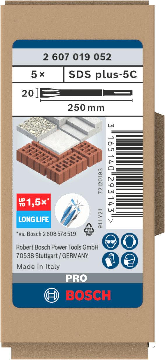 Conjunto de formões Bosch SDS-PLUS de 5 peças