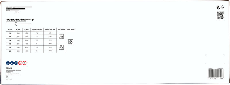 Juego de brocas de barrena Bosch de 6 piezas, 450 mm