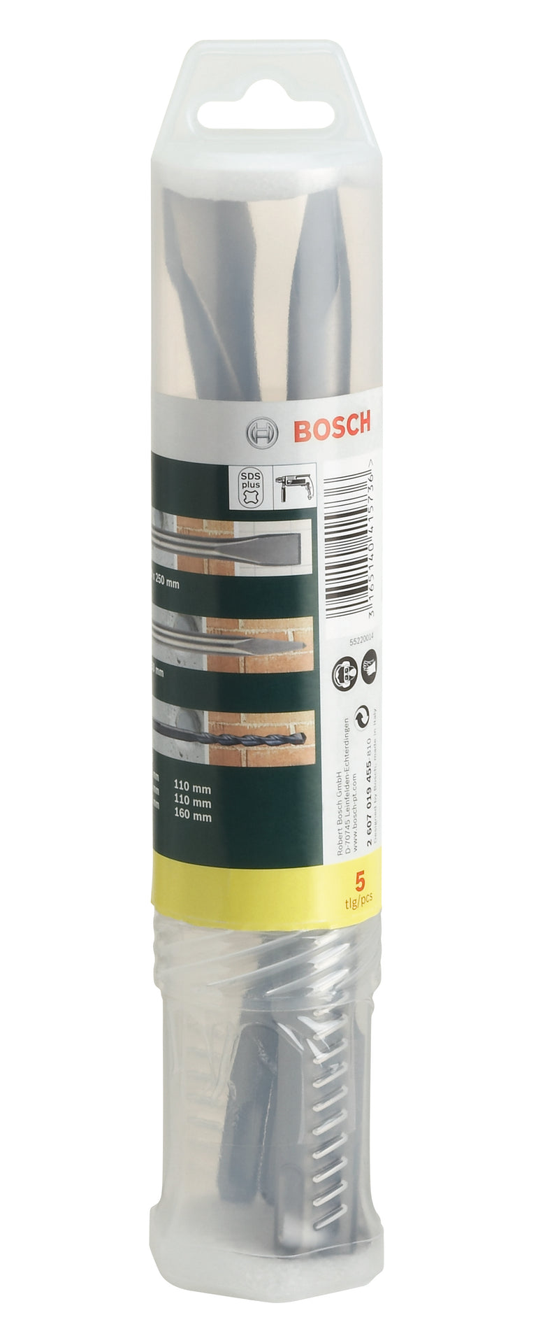 CONJUNTO DE BROCAS DE MARTELO E FORMINHÃO Bosch - 5 PEÇAS