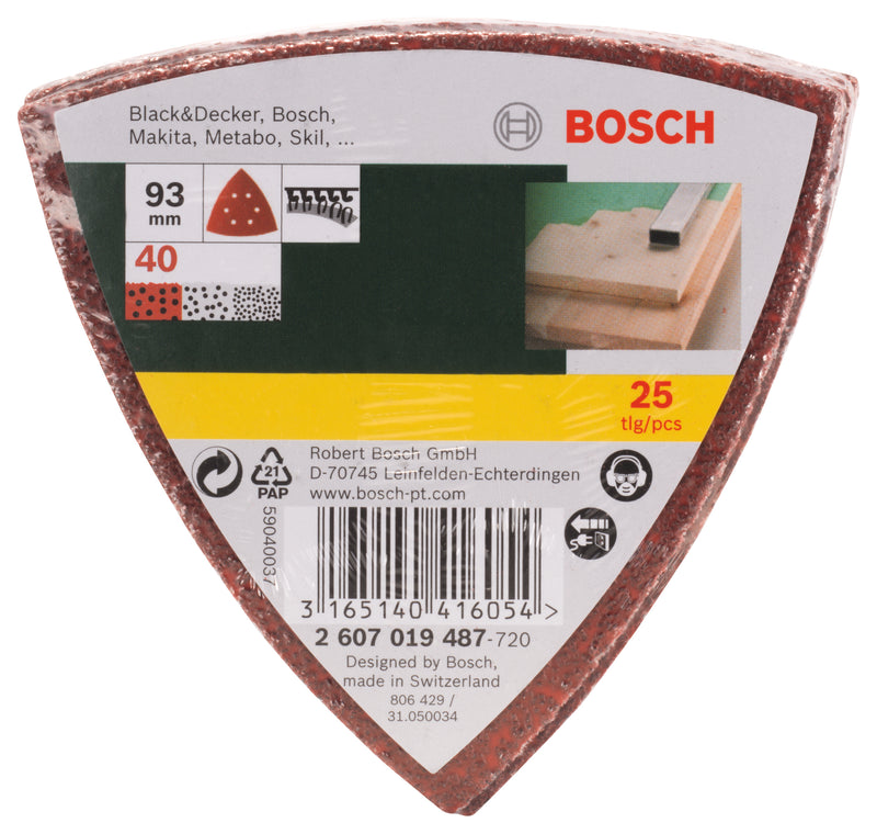 Bosch 25-Piece Delta Sander Sandpaper, Grit 40