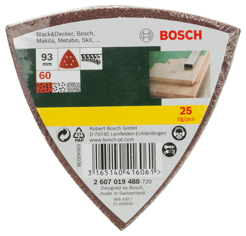 Bosch 25-Piece Delta Sander Sandpaper, 60 Grit