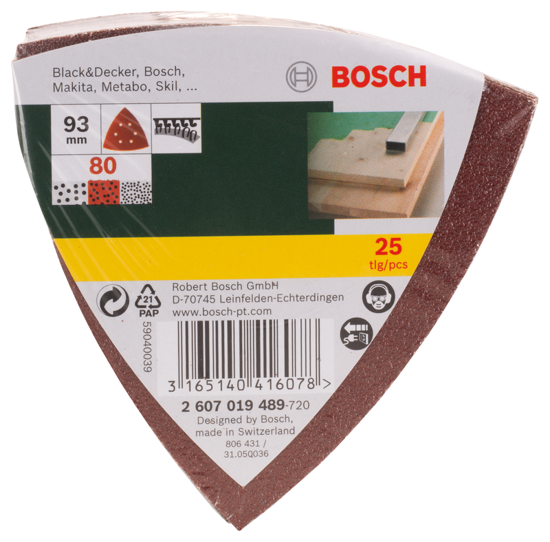 Bosch 25-Piece Delta Sander Sandpaper, 80 Grit