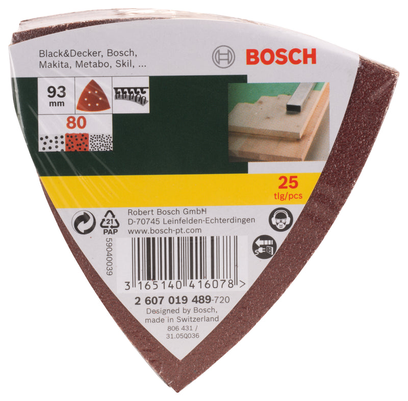 Bosch 25-Piece Delta Sander Sandpaper, 80 Grit
