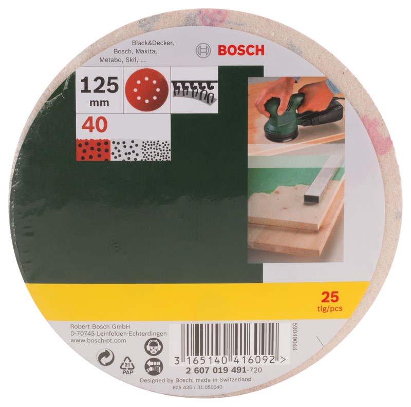 Bosch 25-Piece Ros Promoline Ø 125Mm, G40