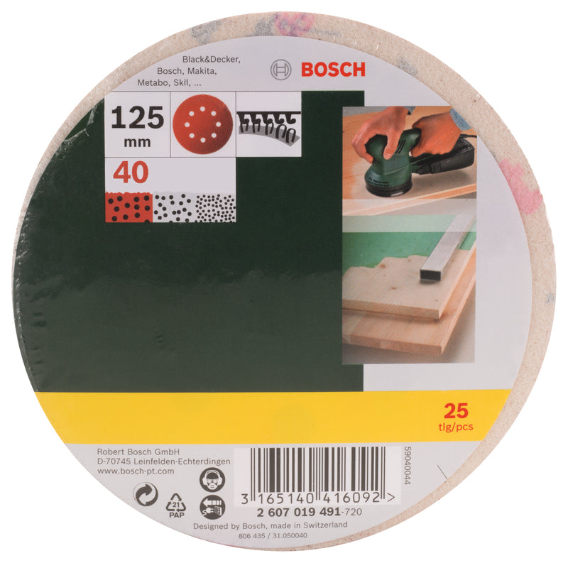 Bosch 25-Piece Ros Promoline Ø 125Mm, G40