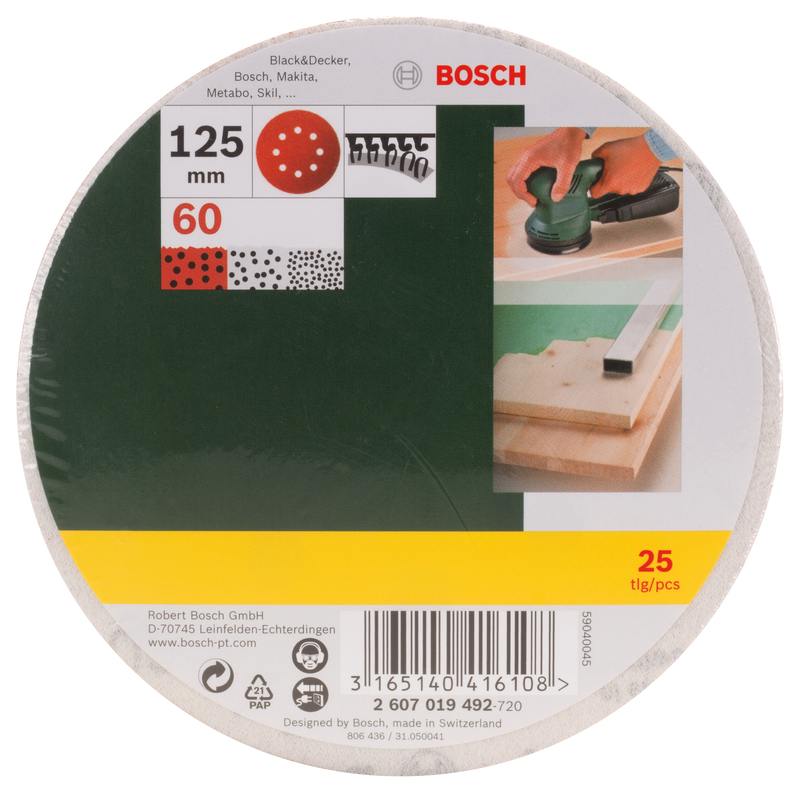 Bosch 25-piece sandpaper for eccentric sander, 60 grit
