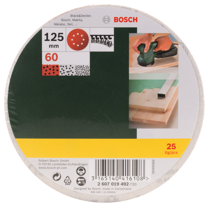 Bosch 25-piece sandpaper for eccentric sander, 60 grit