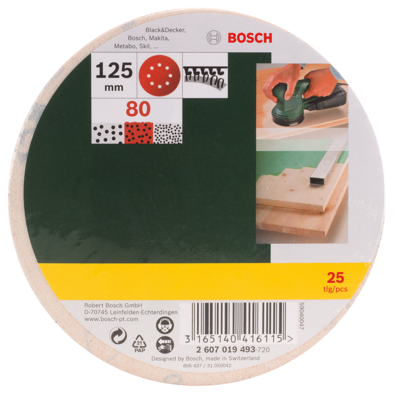 Bosch 25-piece sandpaper for eccentric sander, 80 grit