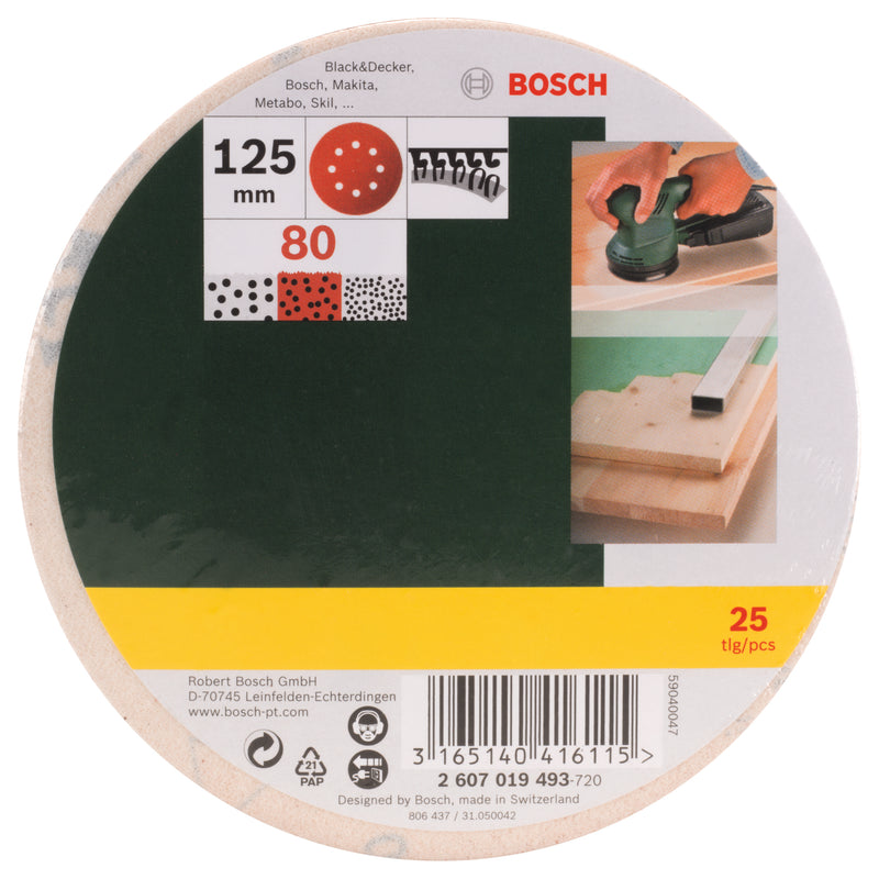 Bosch 25-piece sandpaper for eccentric sander, 80 grit