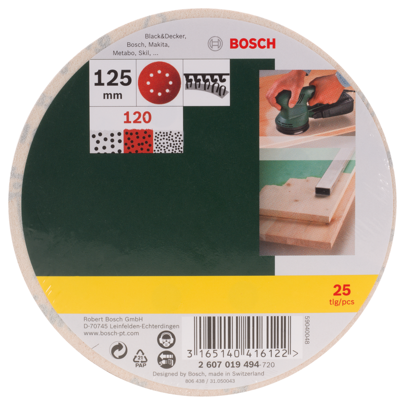 Bosch 25-piece sandpaper for eccentric sander, 120 grit
