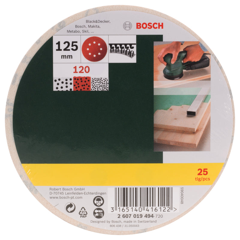 Bosch 25-piece sandpaper for eccentric sander, 120 grit
