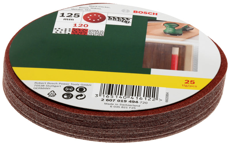 Bosch 25-piece sandpaper for eccentric sander, 120 grit