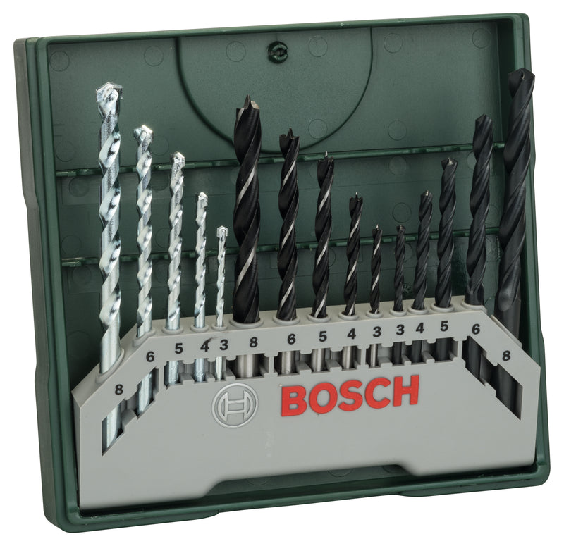 Conjunto de brocas helicoidais Bosch 15 peças MiniX-line mistas