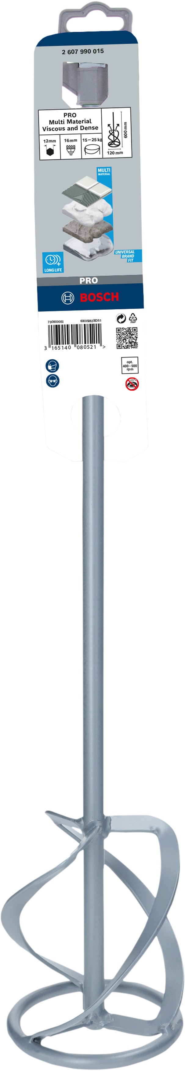 Cesta agitadora multimaterial viscosa y densa Bosch PRO, 120 mm