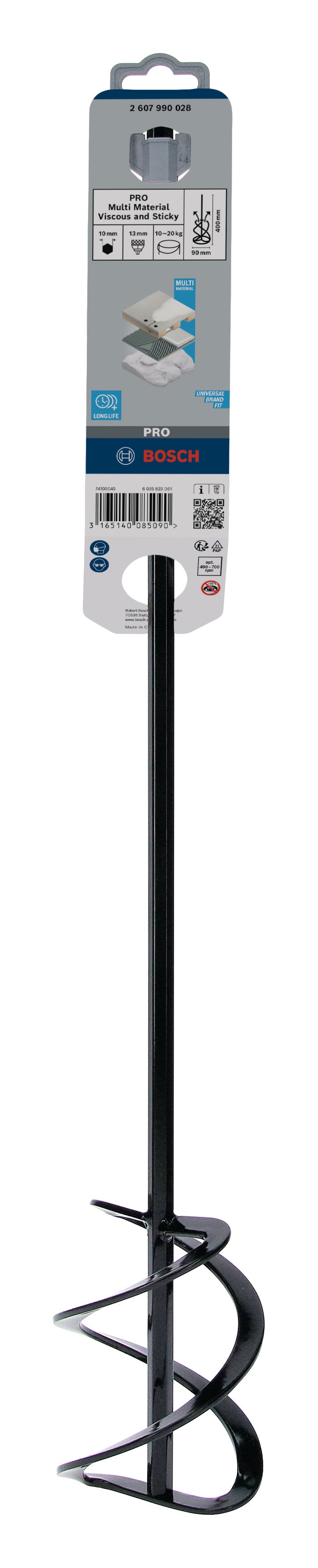 Cesta agitadora multimaterial para materiales viscosos y pegajosos Bosch PRO, 90 mm