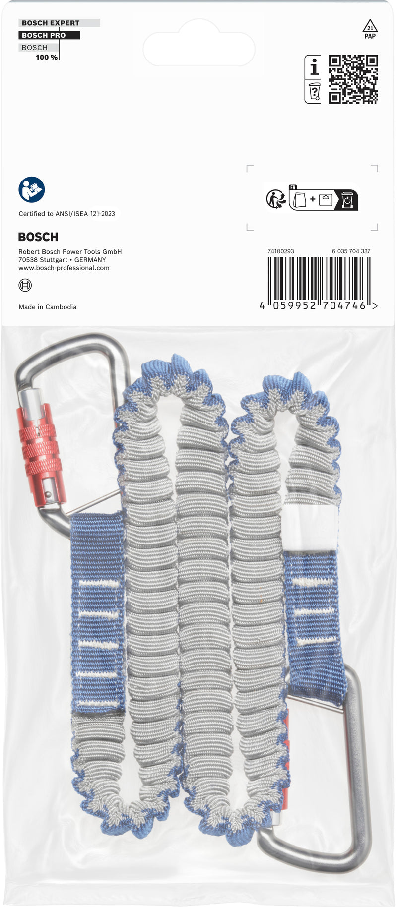 Bosch Accessories for workplace safety (Lightweight PRO lanyard, 6 kg, 2 x carabiners)