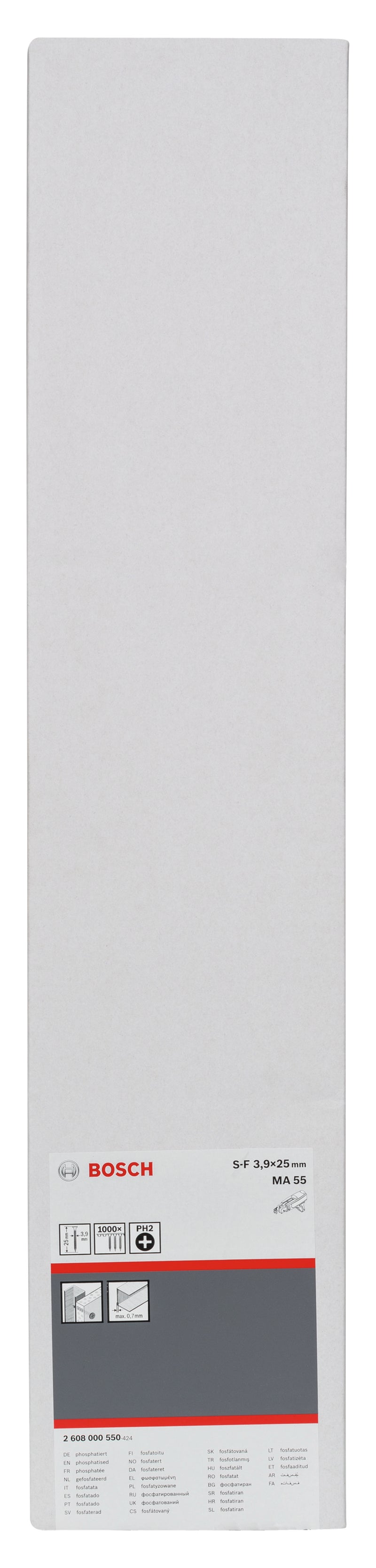 Tornillo de montaje rápido Bosch, rosca fina, 3,9 x 25