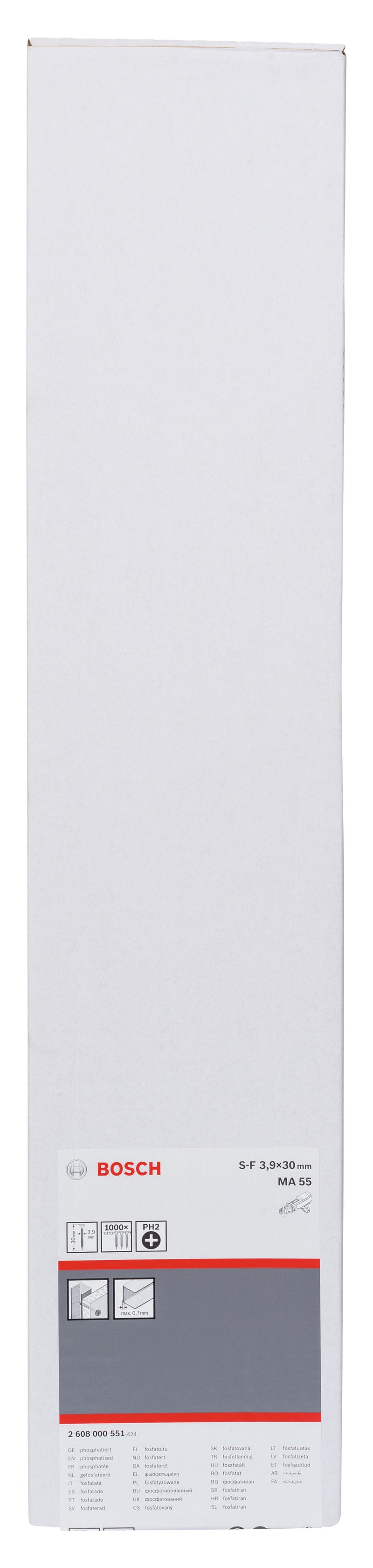 Parafuso de montagem rápida Bosch, rosca fina, 3,9 x 30