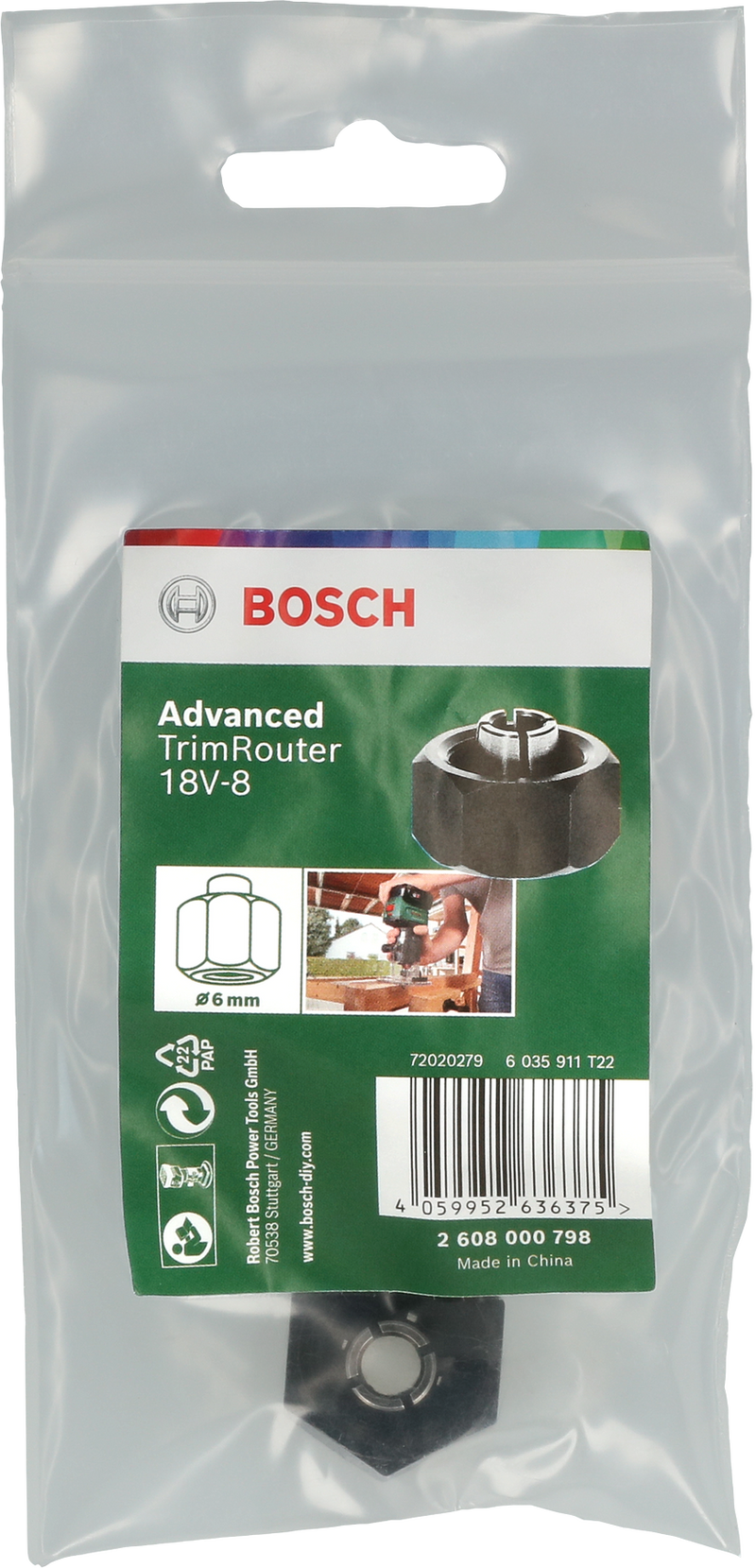 Pinça Bosch 6mm + porca de fixação