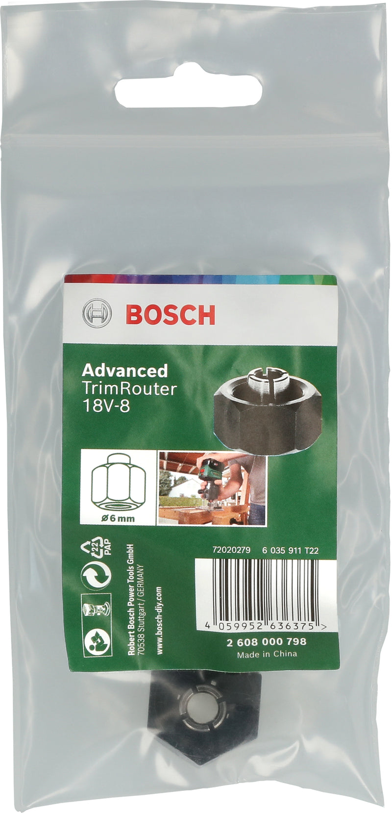 Pinça Bosch 6mm + porca de fixação