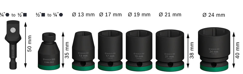 Bosch PRO Impact Socket 1/2" Standard 7-PC Set