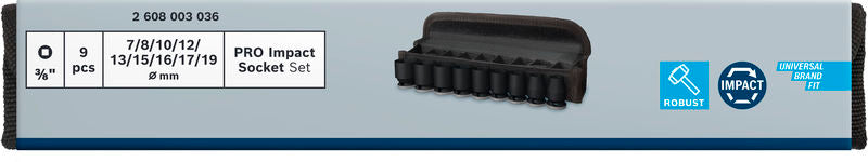 Bosch PRO Impact Sockets 3/8" Standard 9-PC Se