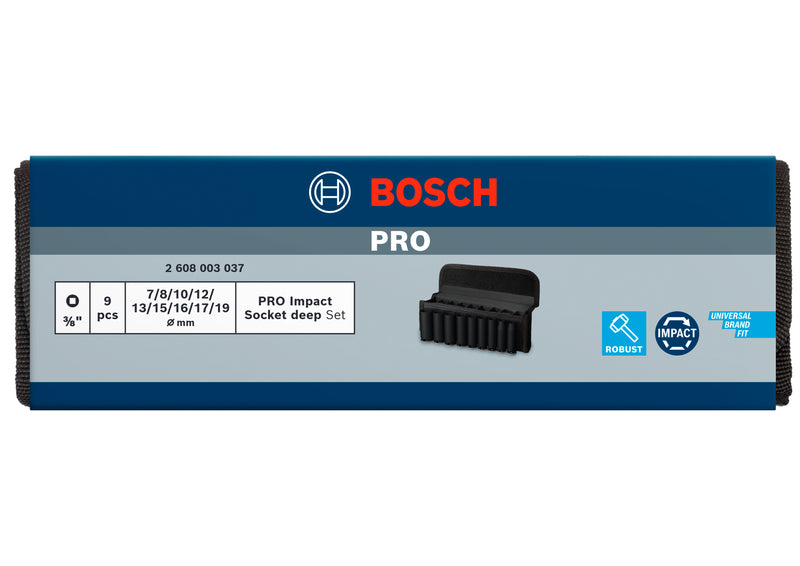Bosch PRO Impact Sockets 3/8" Deep 9-PC Set