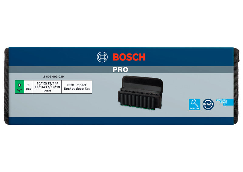 Bosch PRO Impact Sockets 1/2" Deep 9-PC Set