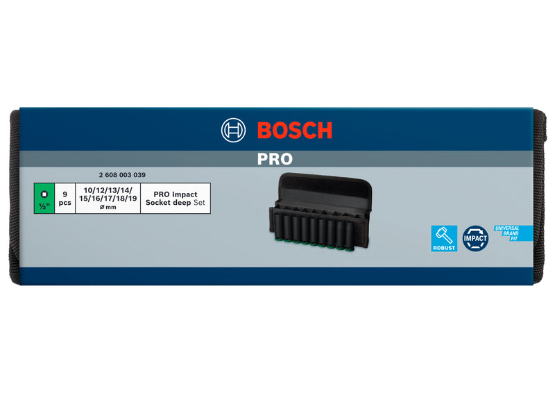 Bosch PRO Impact Sockets 1/2" Deep 9-PC Set