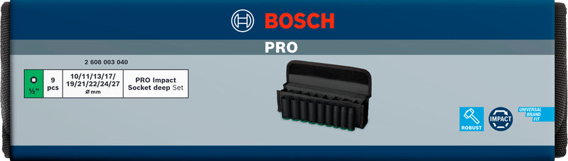 Bosch PRO Impact Sockets 1/2" Deep 9-PC Set