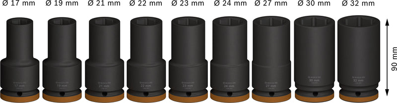Conjunto de 9 chaves de caixa de impacto Bosch PRO de 3/4" de profundidade