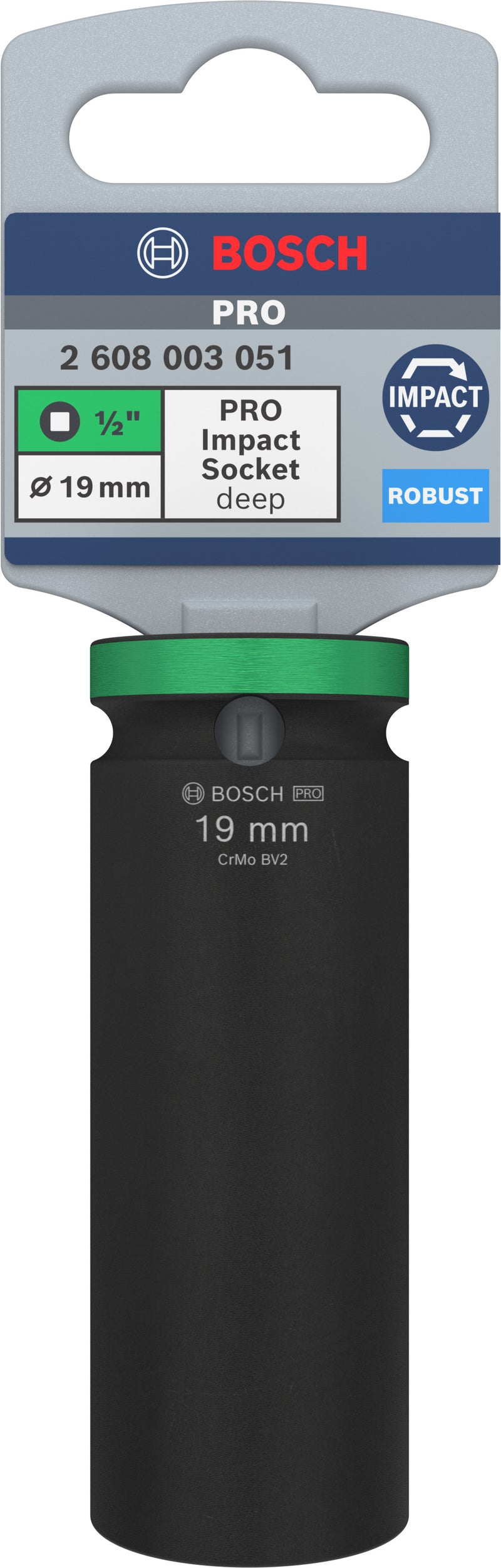 Bosch PRO Impact Socket 1/2" 19 MM Deep