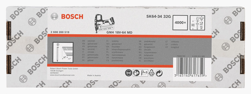 Bosch 34° 1.8/15g finish nails SK64-34 32G