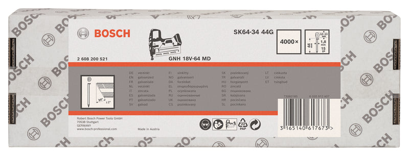 Pregos de acabamento Bosch 34° 1.8/15g SK64-34 44G