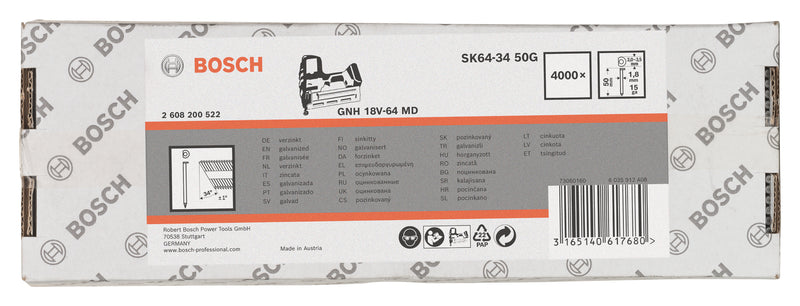 Bosch 34° 1.8/15g finish nails SK64-34 50G