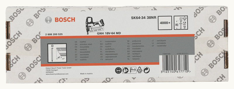 Clavos de acabado Bosch 34° 1.8/15g SK64-34 38NR