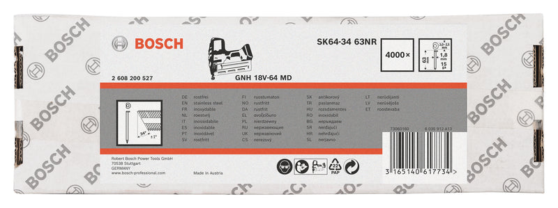 Prego de acabamento Bosch DA, SK64-34 63NR