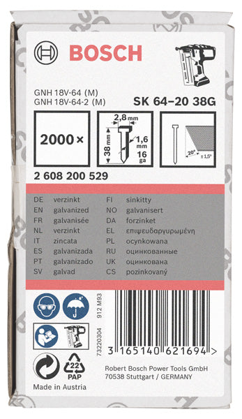 Bosch 2000,Stauchkopfn.20°,1,6,38mm,verzkt.