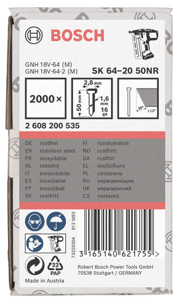 Bosch 2000,Stauchkopfn.20°,1,6,50mm,INOX
