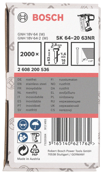 Bosch 2000,Stauchkopfn.20°,1,6,63mm,INOX