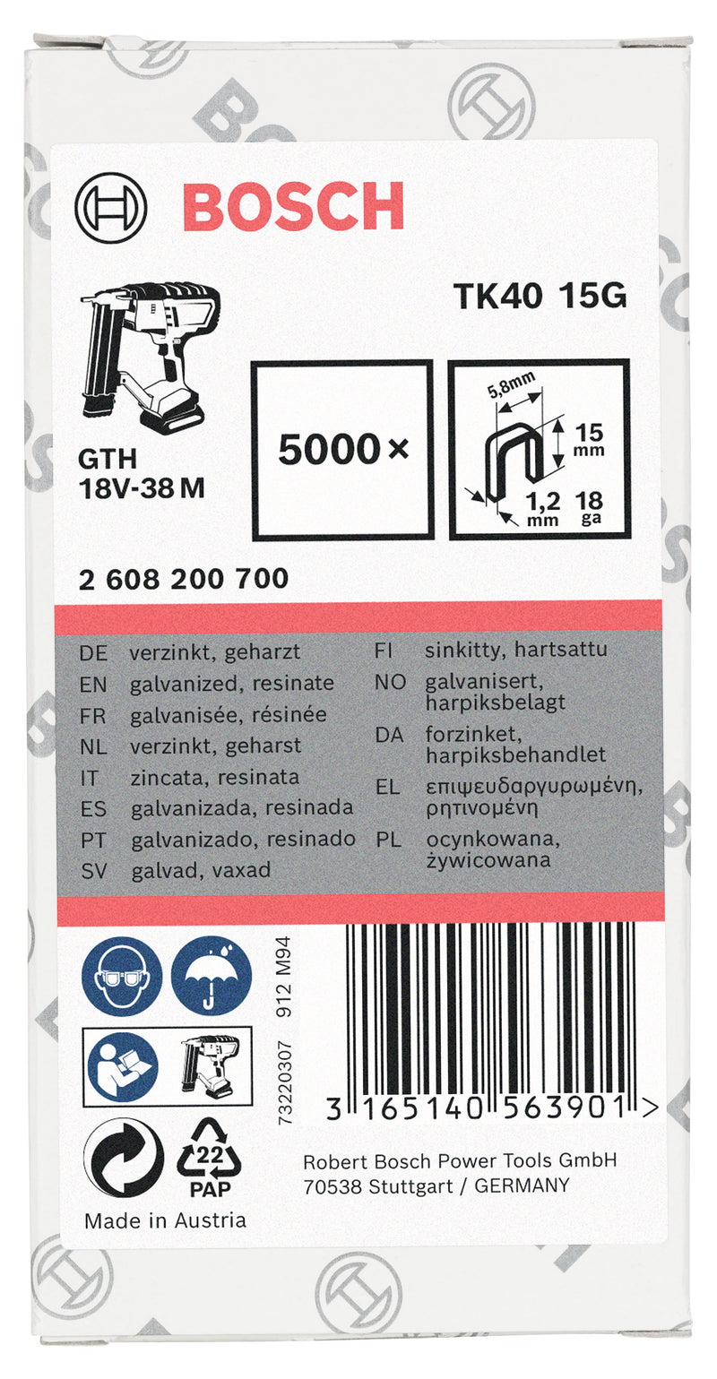 Bosch Narrow Crown Staple, TK40 15G