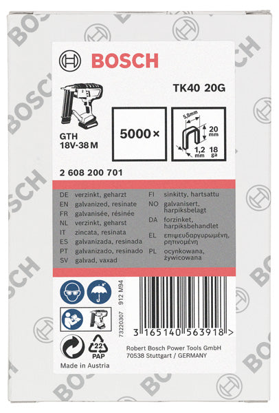 Bosch 1.2/18g narrow crown staples TK40 20G