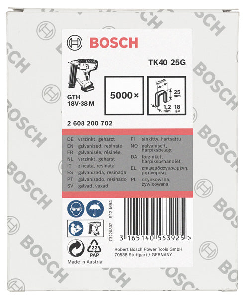Bosch 1.2/18g narrow crown staples TK40 25G