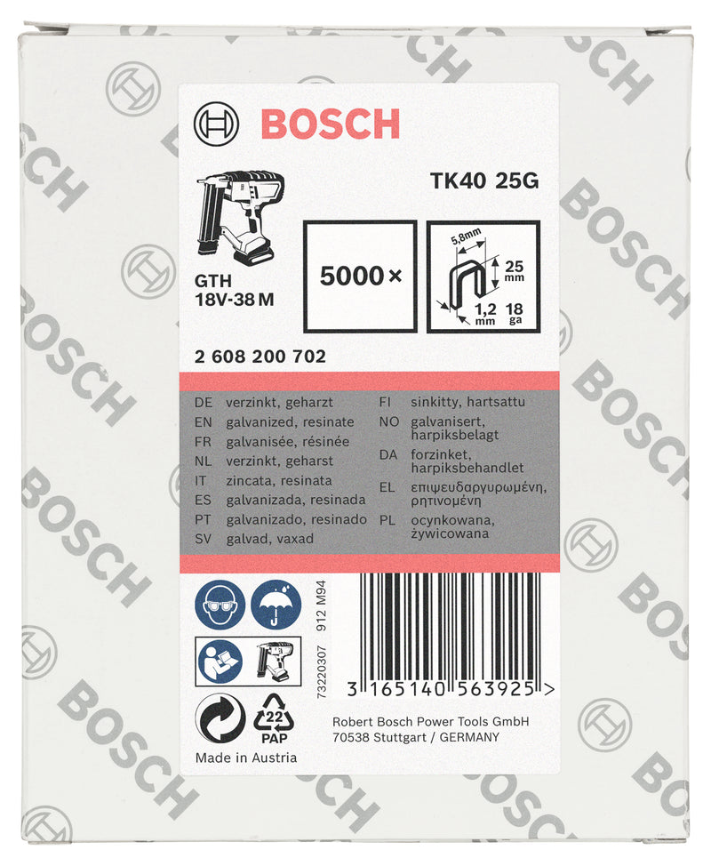 Bosch 1.2/18g narrow crown staples TK40 25G