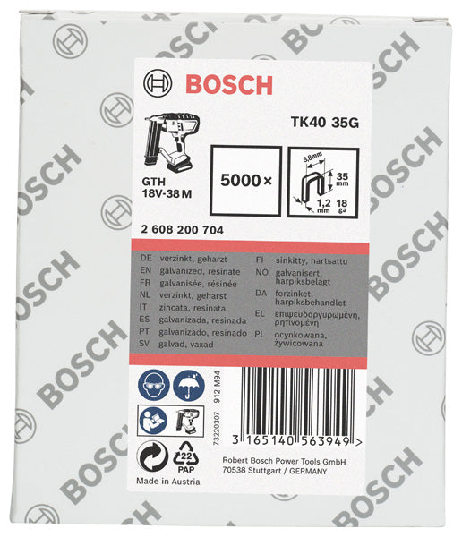 Bosch 1.2/18g narrow crown staples TK40 35G