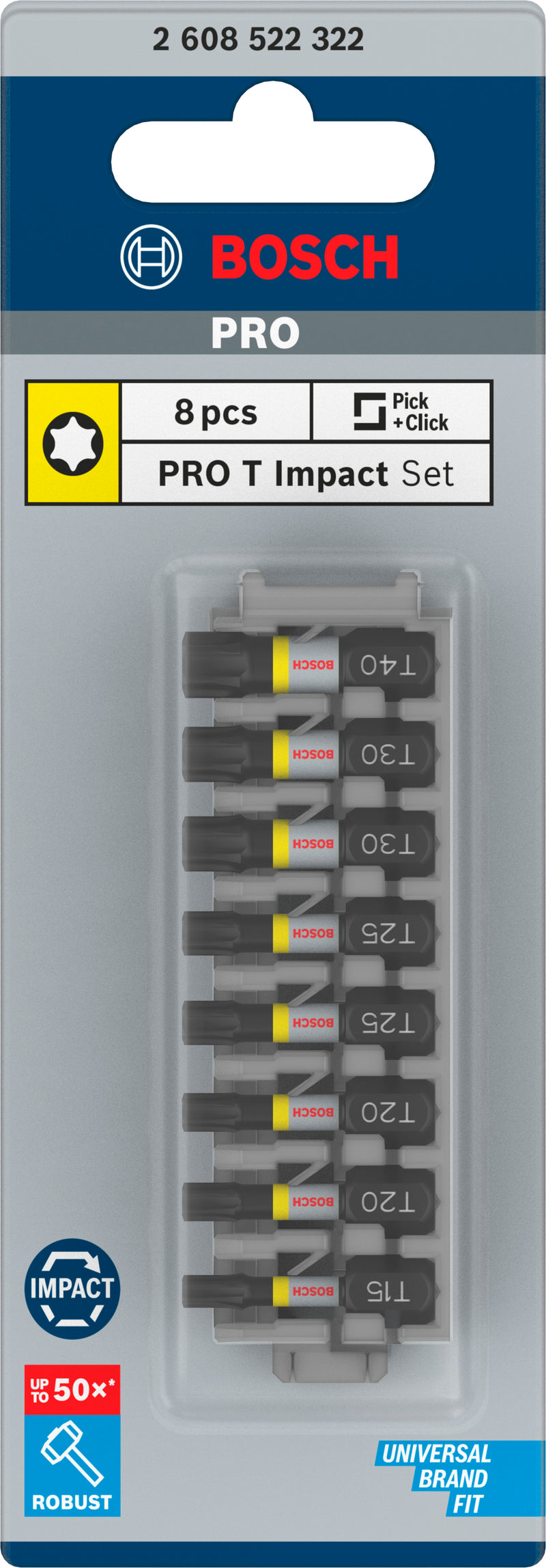 Paquete de insertos de brocas Bosch Impact SD: T15-40 (8 piezas)