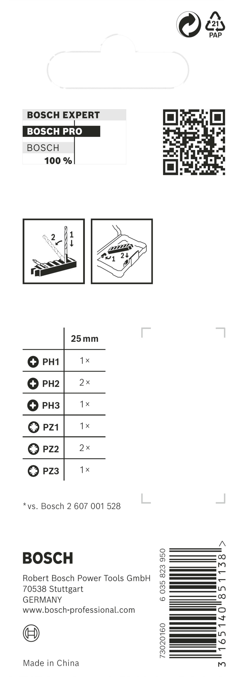 Bosch Impact SD Bit Insert Pack: PH & PZ (8pc)