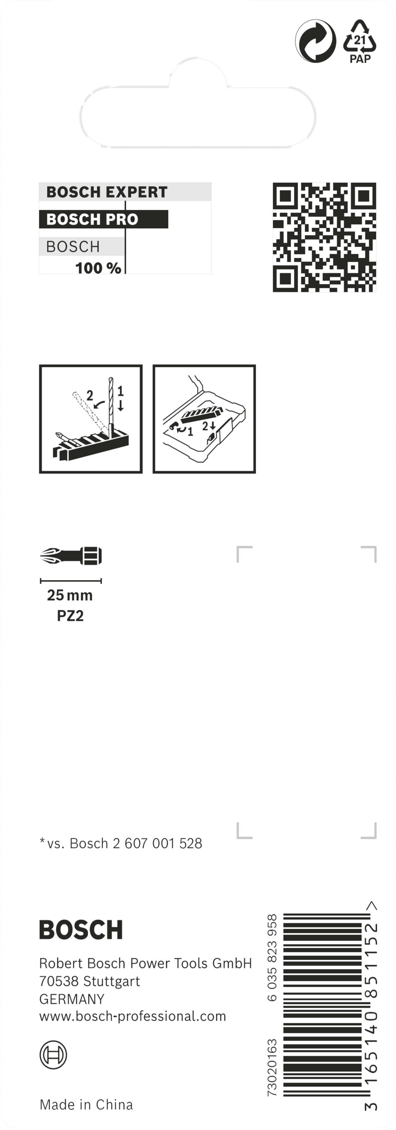 Paquete de insertos de brocas Bosch Impact SD: PZ2 (8 piezas)