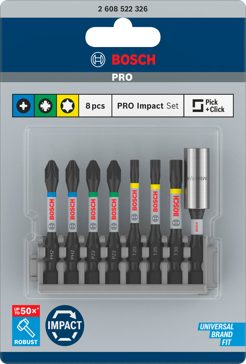 Bosch ImpactPowerBitInsertPack+Bitholder(8pc)