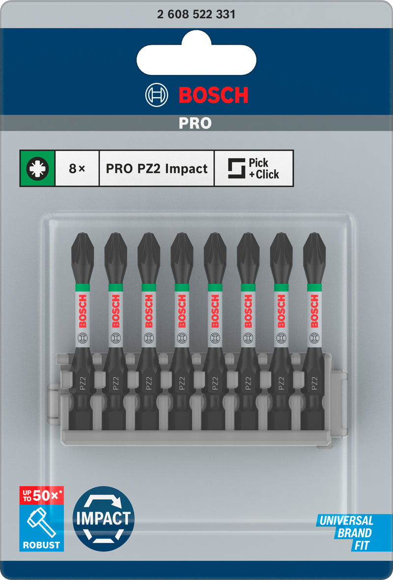 Bosch Impact Power Bit Insert Pack PZ2 (8pc)